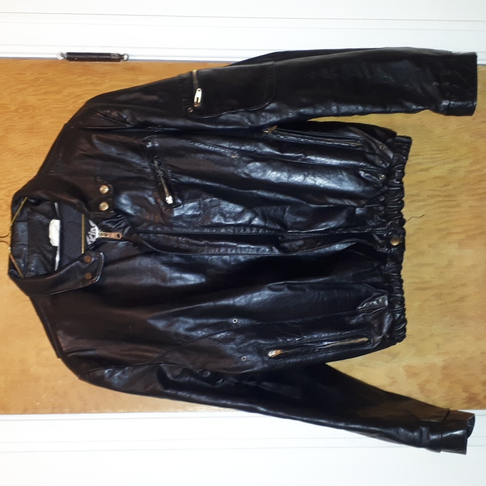 Woolskins Skins vintage leather biker jacket sz 42